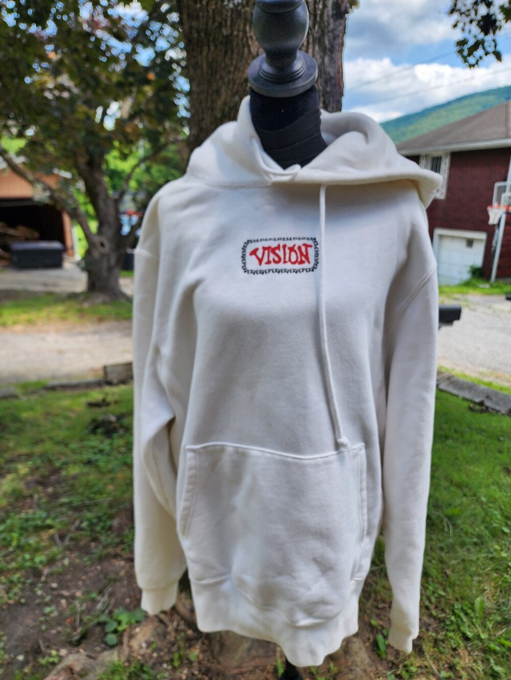 Vision Street Wear Hoodie Mens Size med White Vintage Retro Skateboarding design